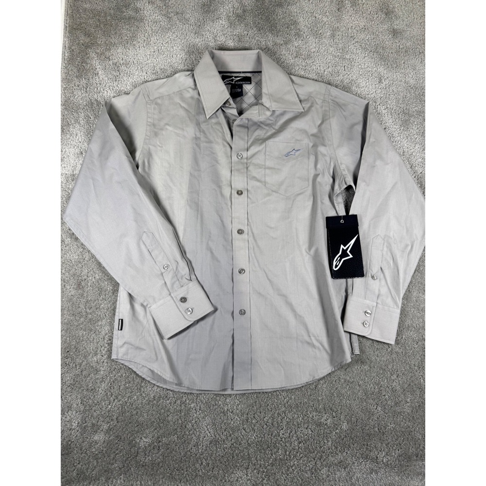 Alpinestars Time Machine LS Shirt Grey Button Down Long Sleeve 430618 Mens S